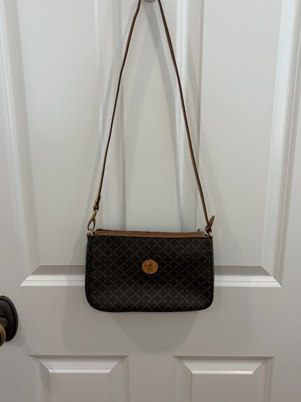 Tour Eiffel Paris Monogram Crossbody Shoulder Bag Brown